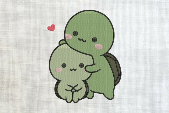 Cute Hugging Kawaii Turtles Design Review