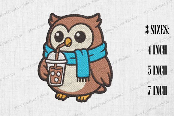 Cute Owl Loves Iced Coffee Embroidery Review