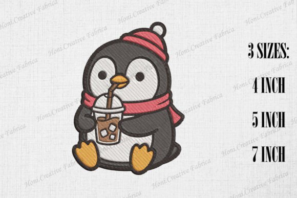 Cute Penguin Loves Iced Coffee Embroidery Review