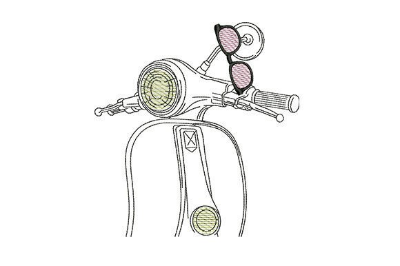 Vintage Scooter with Sunglasses Embroidery Review